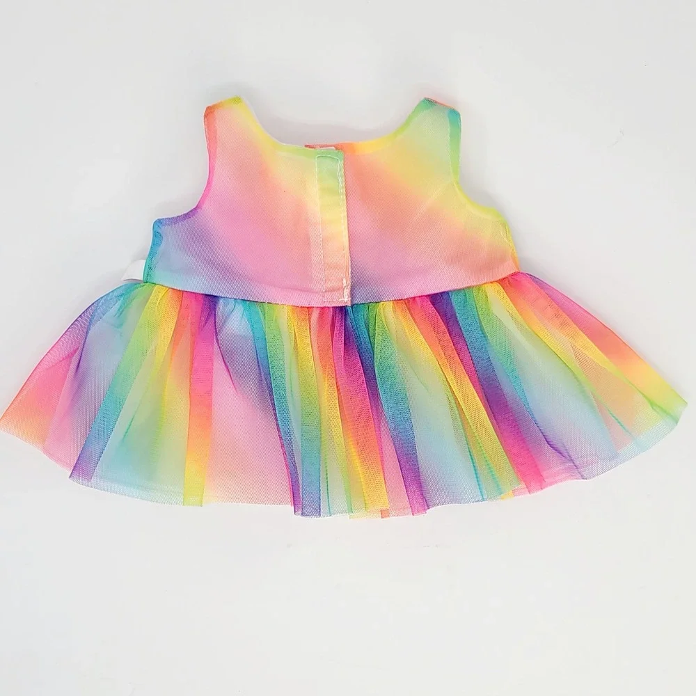 Build A Bear Rainbow Tutu Dress Plush Outfit Multicolor Silver Glitter Good